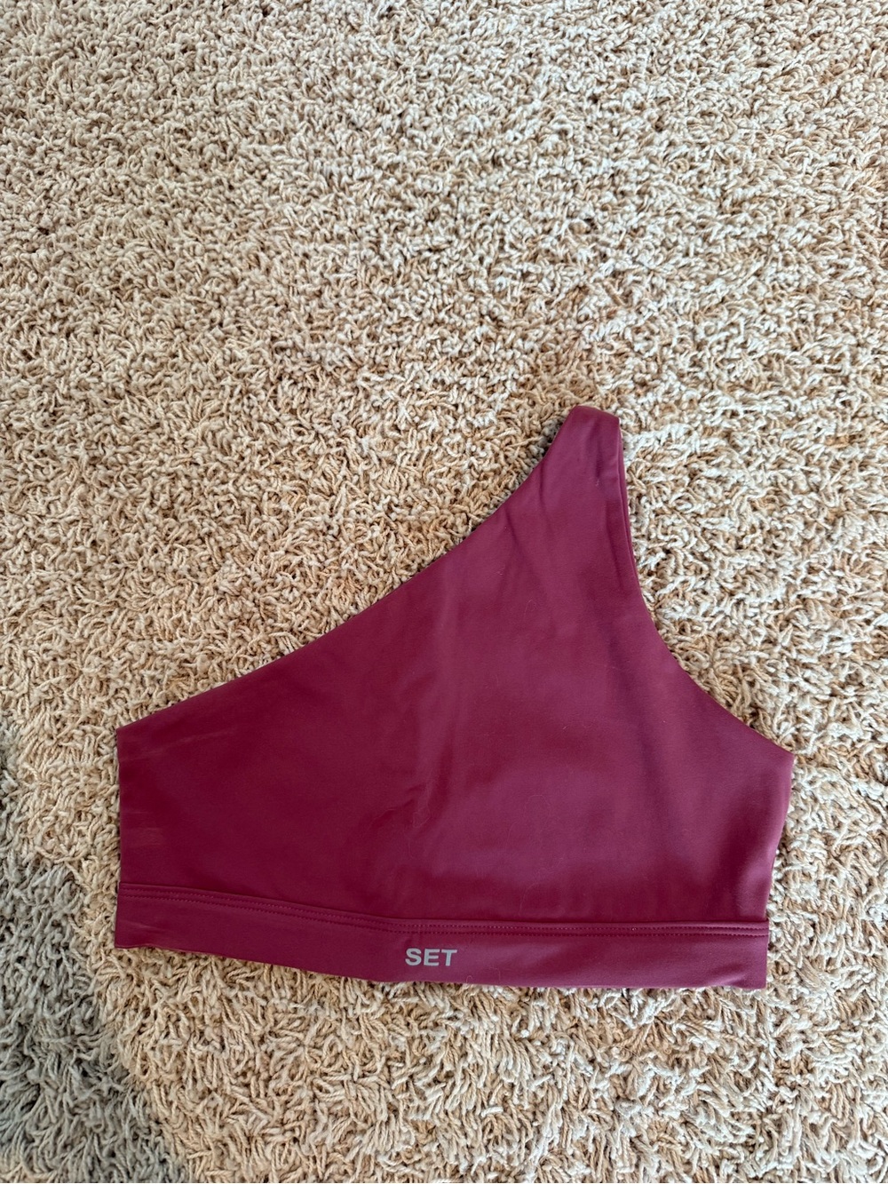 SET Active One-Shoulder athletic Top in Burgundy